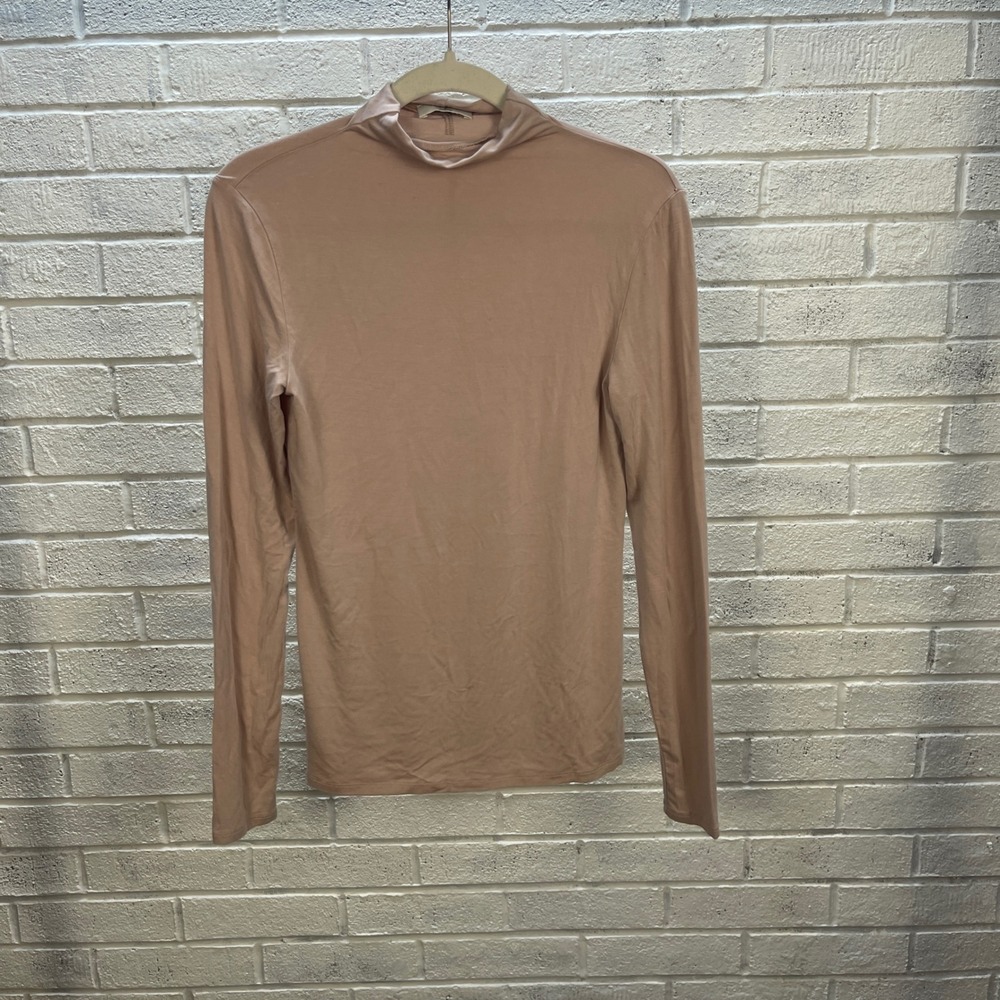 BABATON Aritzia Mockneck‎ T-Shirt Pink Womens Size M Minimalist Quiet Luxury